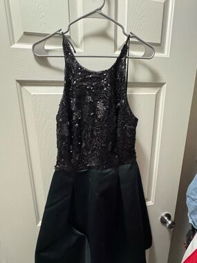 Ralph Lauren Black Sequin Halter Party Dress